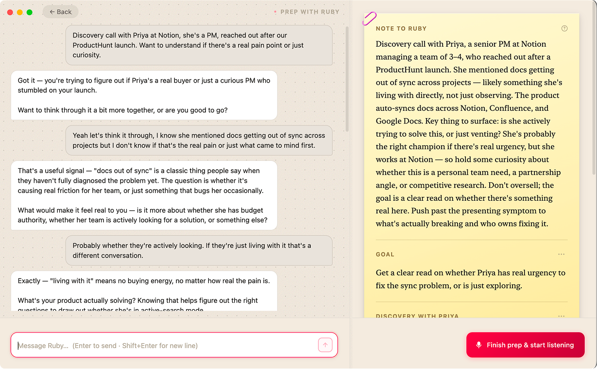 Ruby prep screen